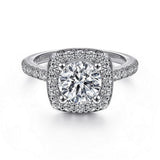 14K White Gold 'Lyla' Halo Round Diamond Engagement Ring