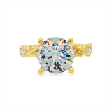 14K Yellow Gold Organic Round Natural Diamonds Engagement Ring