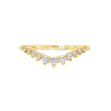 14K Yellow Gold Curved Natural Diamonds Band