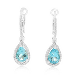 14K White Gold Blue Topazes Dangle Earrings