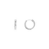 14K White Gold Square Tube Round Huggie Hoop Earrings