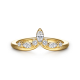 14K Yellow Gold Curved Natural Diamonds Band