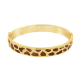 JT ESTATE 14K Yellow Gold Hollow Brown Enamel Hinged Bangle