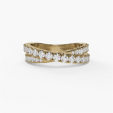 14K Yellow Gold Twist Natural Diamonds Band