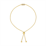 14K Yellow Gold Mini Pavé Natural Diamond Dog Tag Bolo Adjustable Bracelet