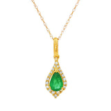 14K Yellow Gold Emerald Halo Pendant