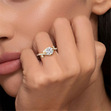 14K Yellow Gold 'Darcie' Floral Round Natural Diamonds Engagement Ring