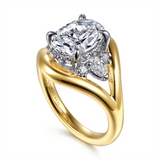 14K Two-Tone 'Gail' Split Shank Oval Natural Diamonds Engagement Ring