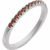 14K White Gold January Birthstone Round Garnets Band Ring