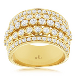 14K Yellow Gold Wide Band Natural Diamond Ring