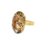 JT ESTATE 14K Yellow Gold Oval Smokey Quartz Solitaire Ring