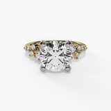 14K Yellow And White Gold Organic Round Natural Diamonds Engagement Ring