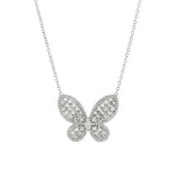18K White Gold Natural Diamonds Butterfly Necklace