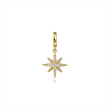 14K Yellow Gold Detachable Bail Diamond Star Charm