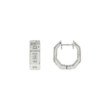 JT ESTATE 14K White Gold 12Mm Octagonal Natural Diamond Huggie Hoops