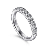 14K White Gold 11 Stone French Pavé Diamond Wedding Band