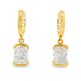 14K Yellow Gold Dangle Lab Grown Diamonds Hoop Earrings