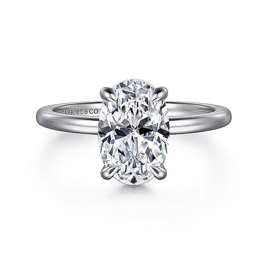 14K White Gold 'Rainah' Hidden Halo Oval Diamond Engagement Ring