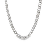 14K White Gold Natural Diamonds Open Link Necklace