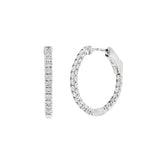 JT ESTATE 14K White Gold 19Mm Inside Out Natural Diamond Hoops