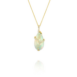 18K Yellow Gold Opal Drop Pendant