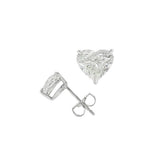 18K White Gold 1.50 CTW Heart Natural Diamonds Stud Earrings