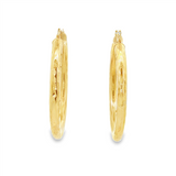 JT ESTATE 14K Yellow Gold Medium Hammered Hoop Earrings