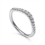 14K White Gold Curved French Pavé Diamond Wedding Band