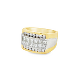 18K Yellow And White Gold Wide Band Natural Diamond Ring