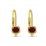 14K Yellow Gold Rubies Leverback Earrings