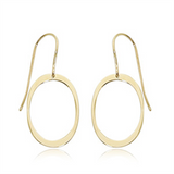 14K Yellow Gold Simple Oval Dangle Earrings