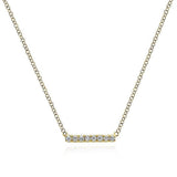 14K Yellow Gold Pavé Diamond Bar Necklace