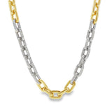 18K Yellow Gold Overlay 'Frankie' Cubic Zirconia Pavé Paperclip Chain