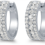 18K White Gold 15Mm Small Channel Set Round Diamond Hoops