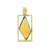 14K Yellow Gold Fancy Shape Crystal Opal And Diamond Drop Pendant