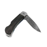 Lockback Damascus Steel Pocket Knife With Lapis Handle