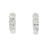 14K White Gold 15Mm Round Contemporary Lab Grown Diamonds Hoop Earrings