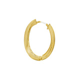 JT ESTATE  14K Yellow Gold Oval Channel Set Natural Diamond Hoops