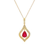 14K Yellow Gold Ruby And Diamond Drop Pendant