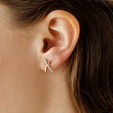 14K Yellow And White Gold X Stud Earrings