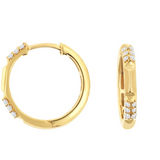 14K Yellow Gold 20Mm Round Contemporary Natural Diamonds Hoop Earrings