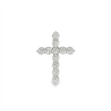 14K White Gold Natural Diamonds Cross Pendant