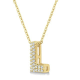 10K Yellow Gold Natural Diamonds Bubble Initial L Pendant