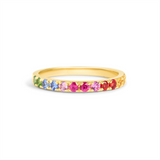14K Yellow Gold Round Sapphires Band Ring