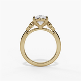 14K Yellow Gold Floral Oval Natural Diamonds Engagement Ring