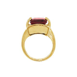 JT ESTATE 14K Yellow Gold Princess Garnet And Diamond Antique Ring