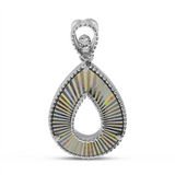 14K White Gold Natural Diamonds Fluted Pear Drop Pendant