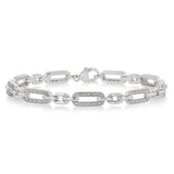 Sterling Silver Natural Diamond Paperclip Bracelet