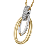 14K Yellow And White Gold Natural Diamonds Contemporary Pendant