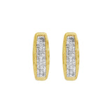 JT ESTATE 10K Yellow Gold Invisible Set Natural Diamond Hoops